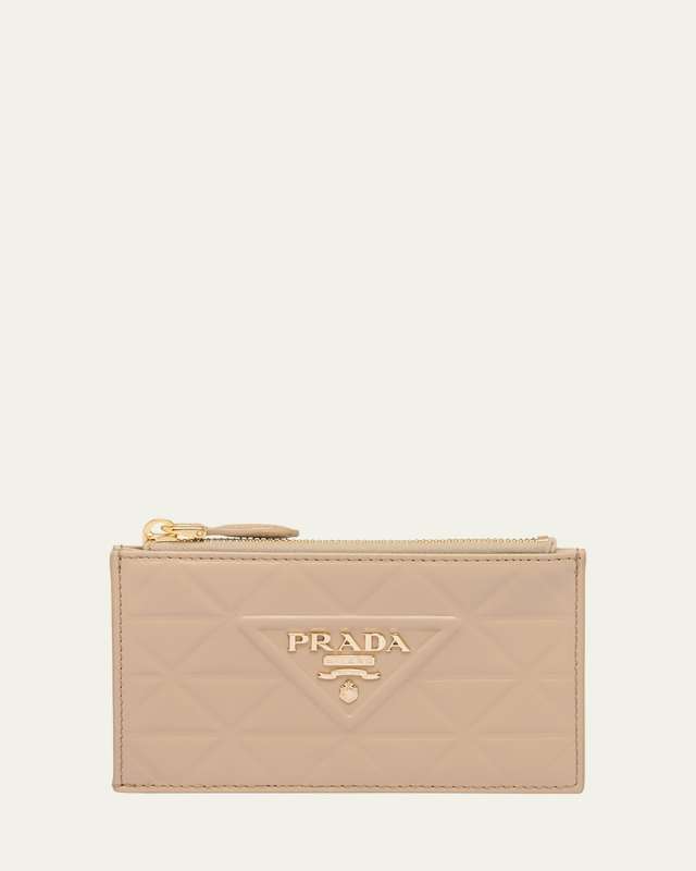 Triangle-Embossed Zip Card Holder